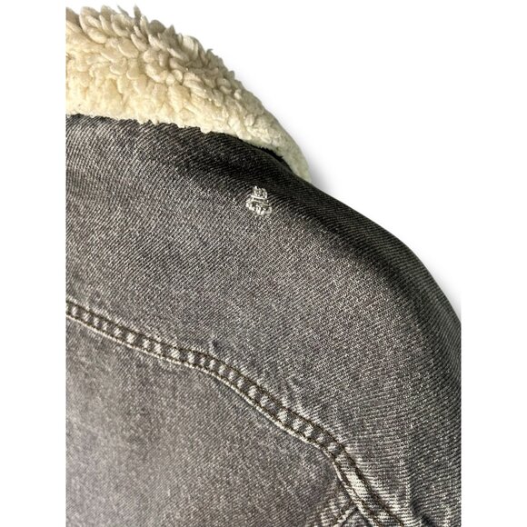 Vintage Levi’s Charcoal Denim Jacket Sherpa Lined Unisex - Picture 4 of 13